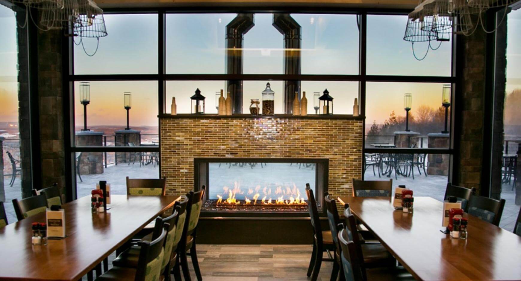 indoor outdoor linear fireplace