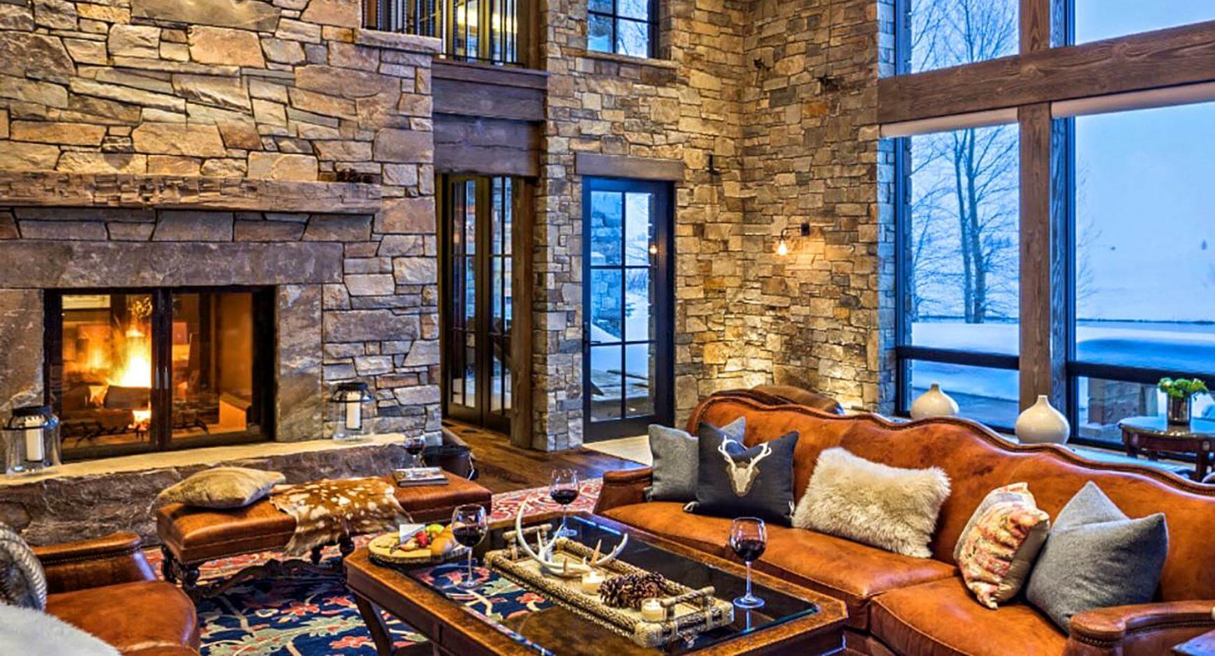 rustic stone fireplaces