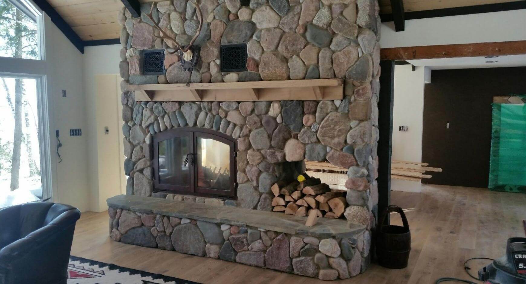 double sided fireplace surround