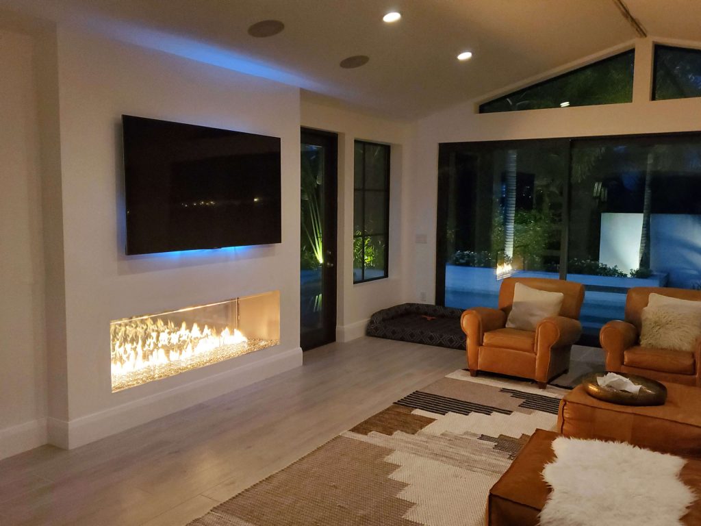 gas fireplace beneath TV