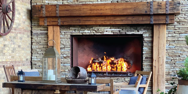 outdoor fireplace with logs