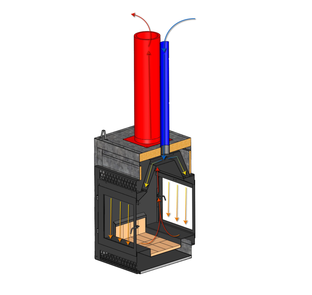 wood fireplace airflow diagram