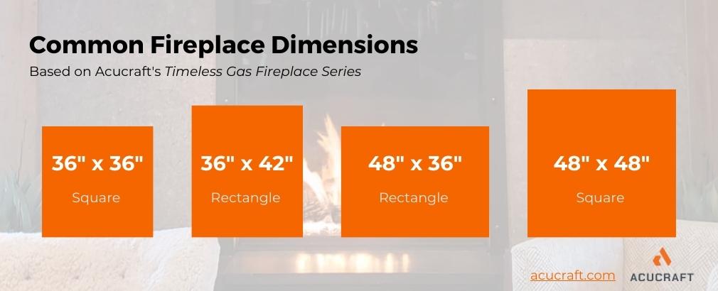 common fireplace dimensions, comparing square and rectangle fireplace sizes