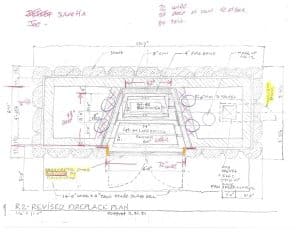 Hand drawing of Dollywood HeartSong fireplace