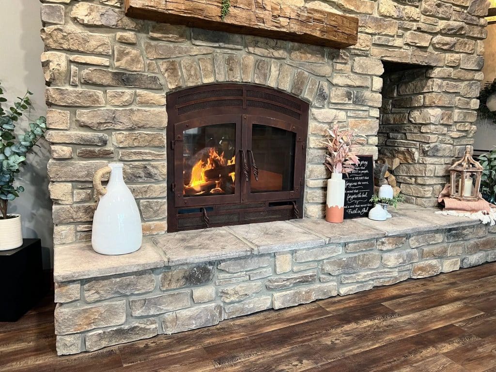 Acucraft Hearthroom 36 See Through Wood Fireplace with Patina Finish & Arched Front & Doors