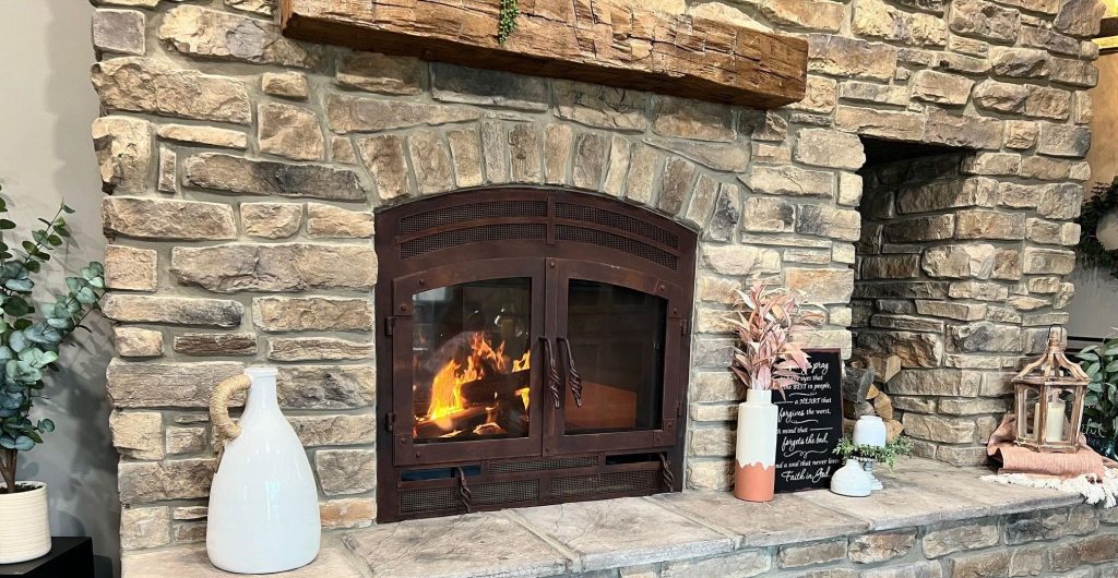Acucraft Hearthroom 36 See Through Wood Fireplace with Patina Finish & Arched Front & Doors