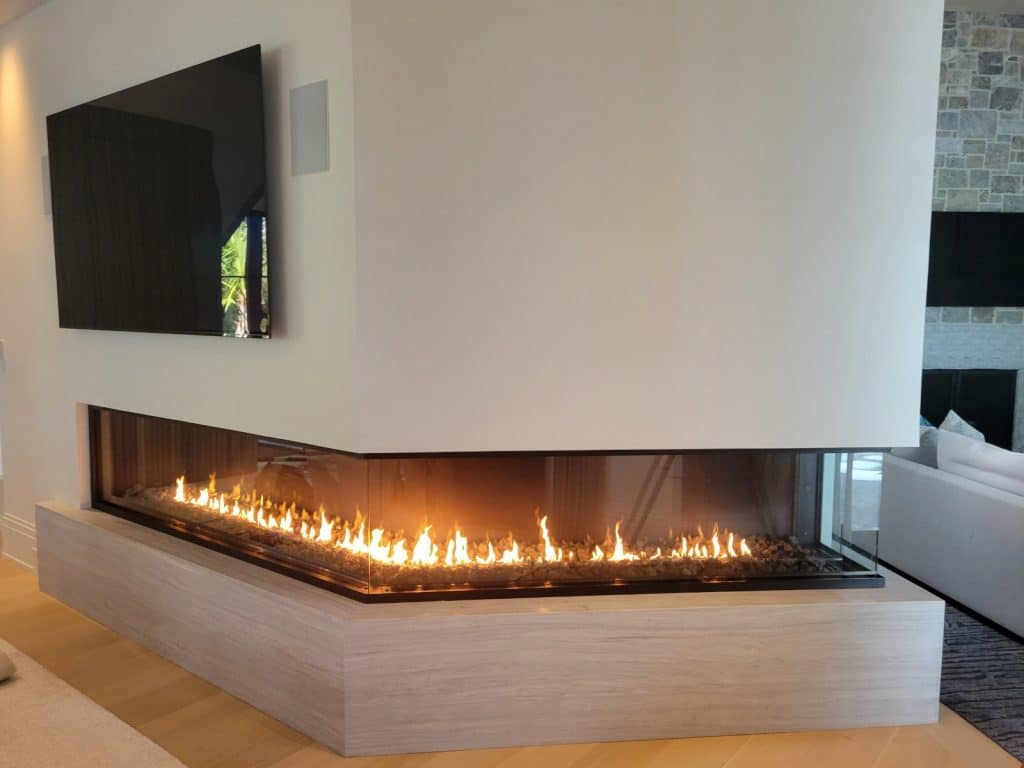 Acucraft Custom Front & Side Gas Fireplace with Lava Rock-2