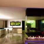 Acucraft Custom Gas Four Sided Partial Glass Fireplace with Glass Media (3)