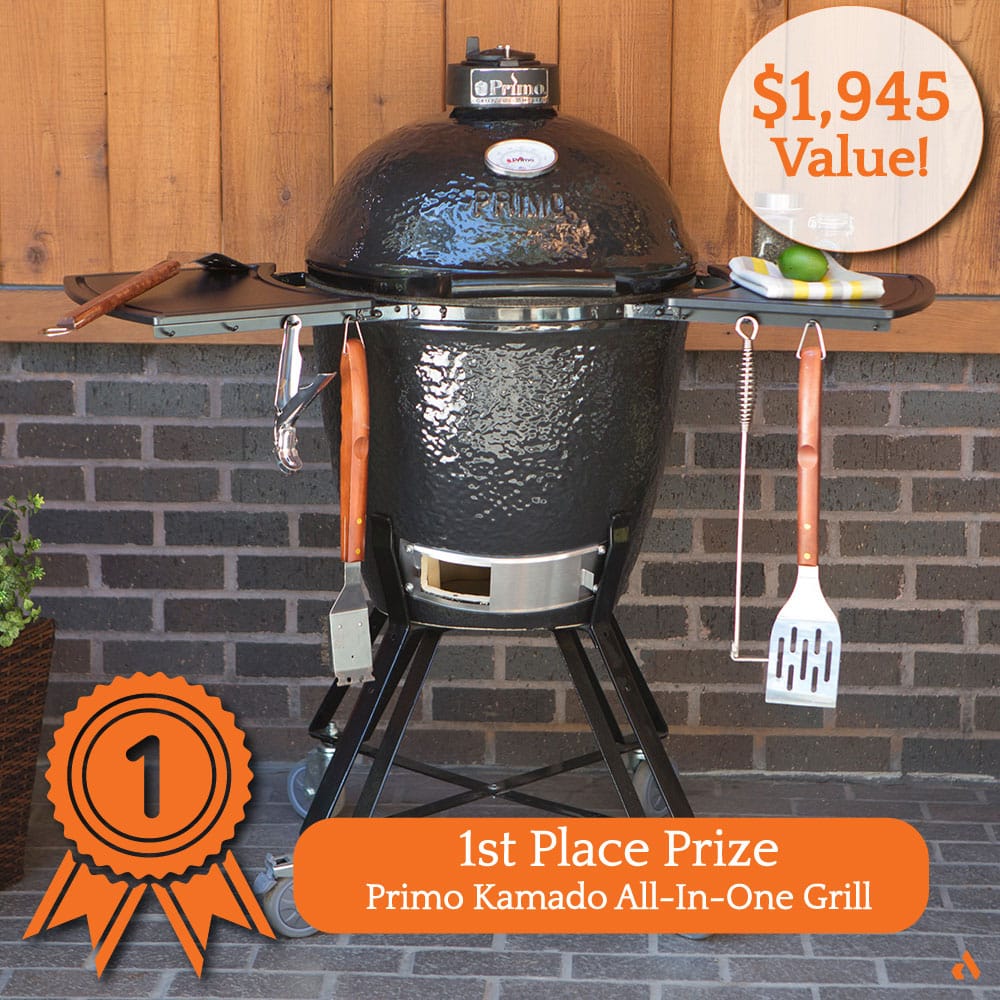 acucraft fireplaces photo contest first place price primo komado grill valued at $1945