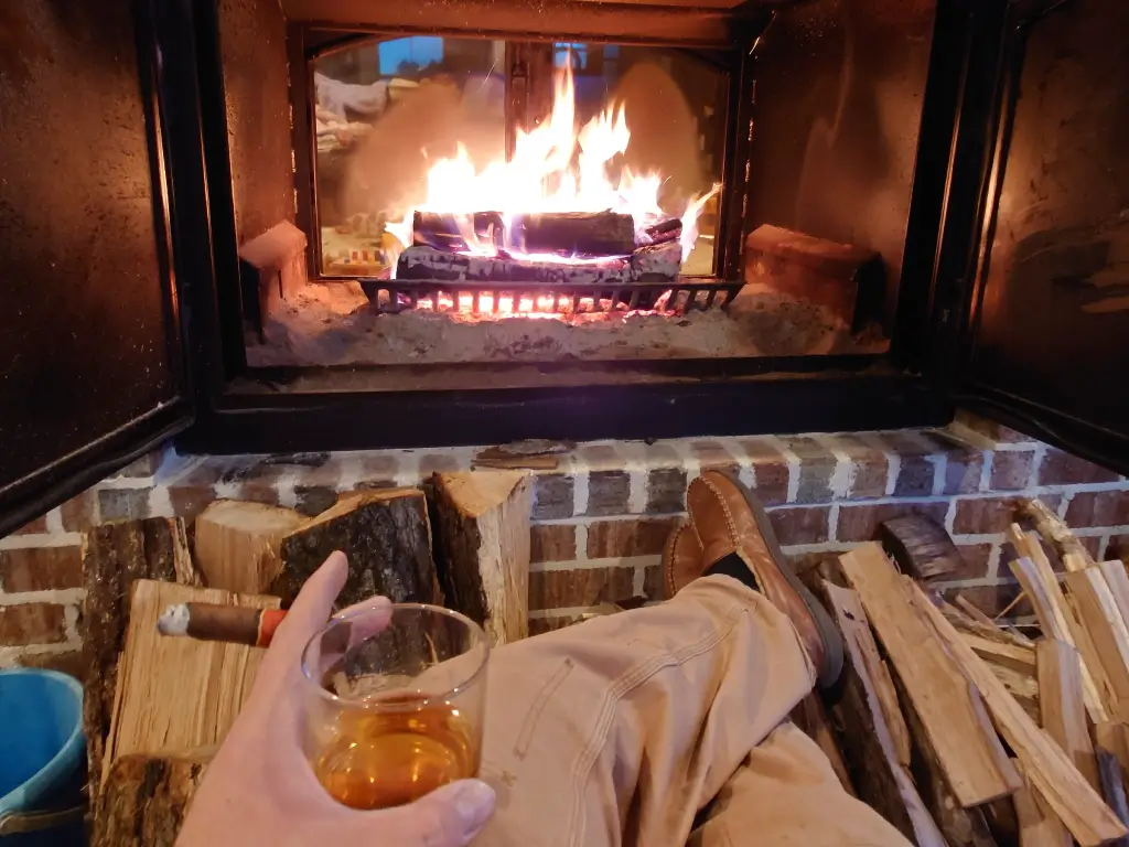 Hearthroom 44 Indoor Outdoor Wood Fireplace with Open Doors