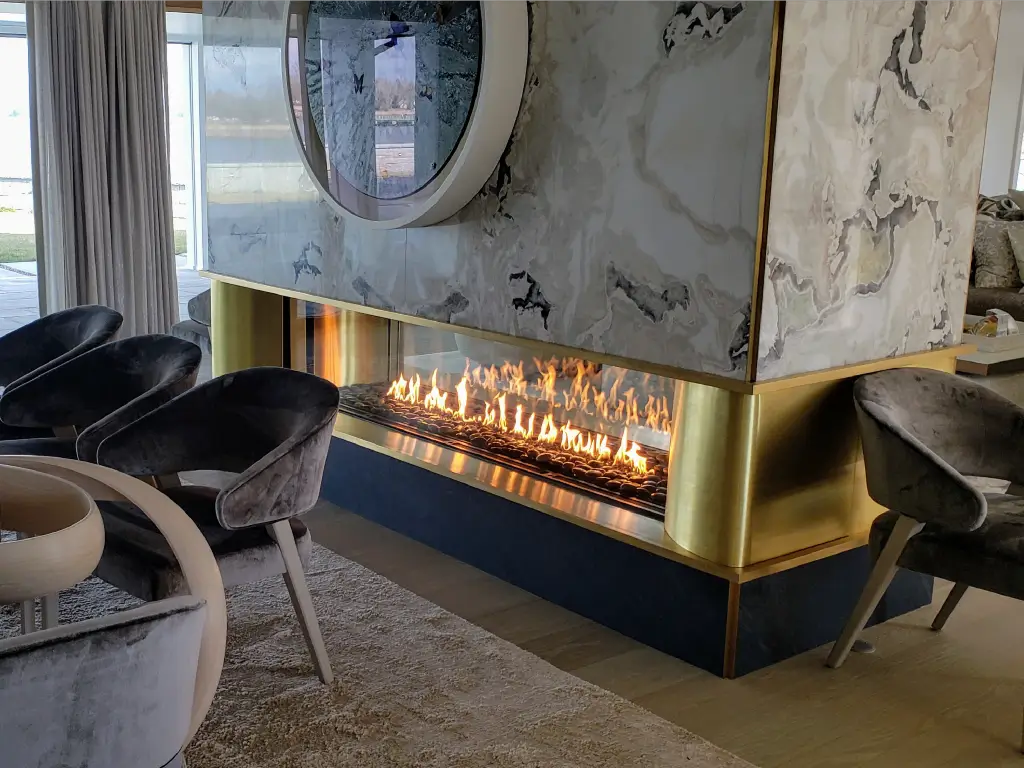 Custom Linear See Through Gas Fireplace