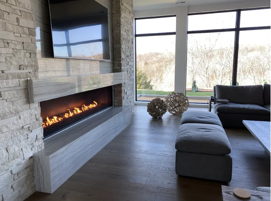 Signature 8 Linear Open Gas Fireplace with Lava Rock (Custom)