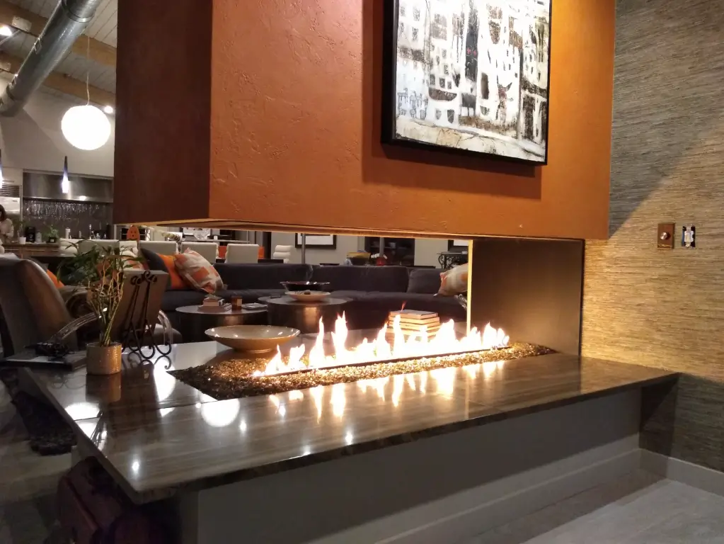 3-Sided Open Peninsula Gas Fireplace 07