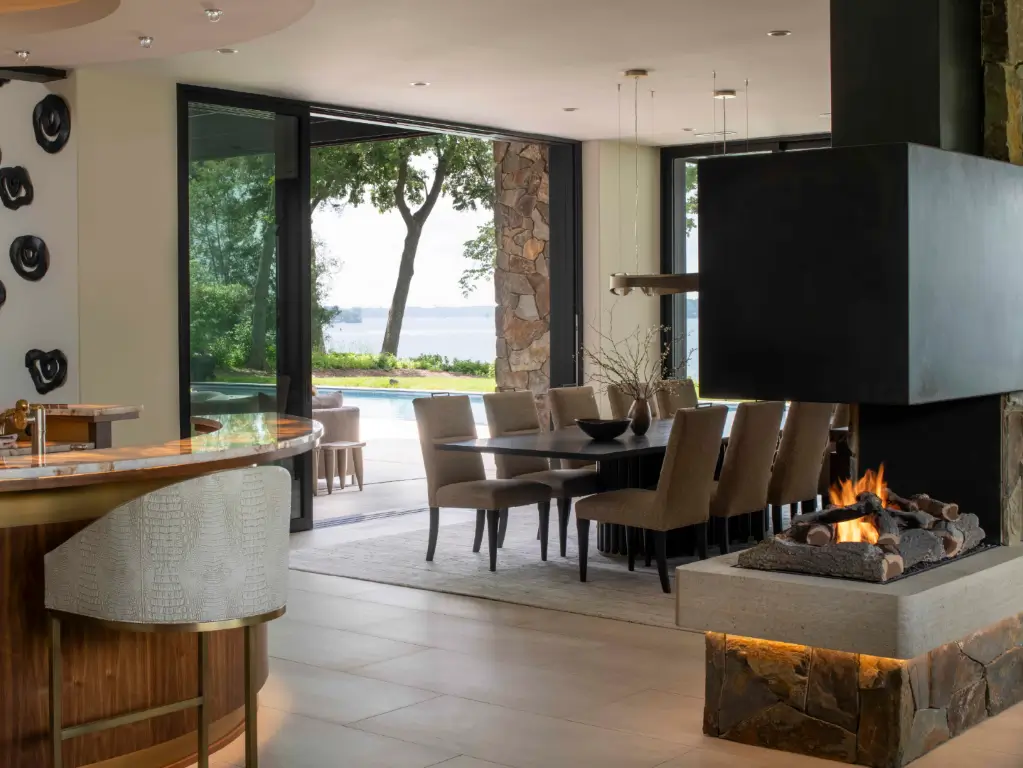 Custom Open Peninsula Gas Fireplace 06