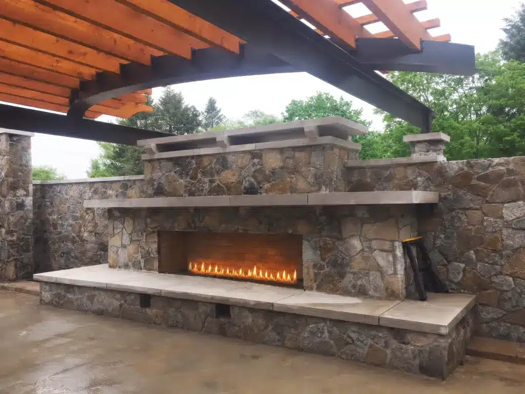 Acucraft Custom Gas Outdoor Single Sided Open Fireplace 08