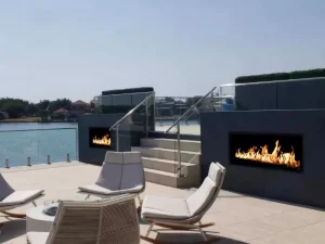 Dual Acucraft Outdoor Open Gas Fireplaces 04