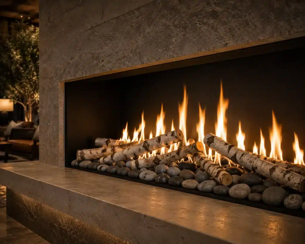 FireStyle Studio Decorative Media Options Decorative fireplace media including glass, stones, driftwood, lava rock, and LED lighting options.